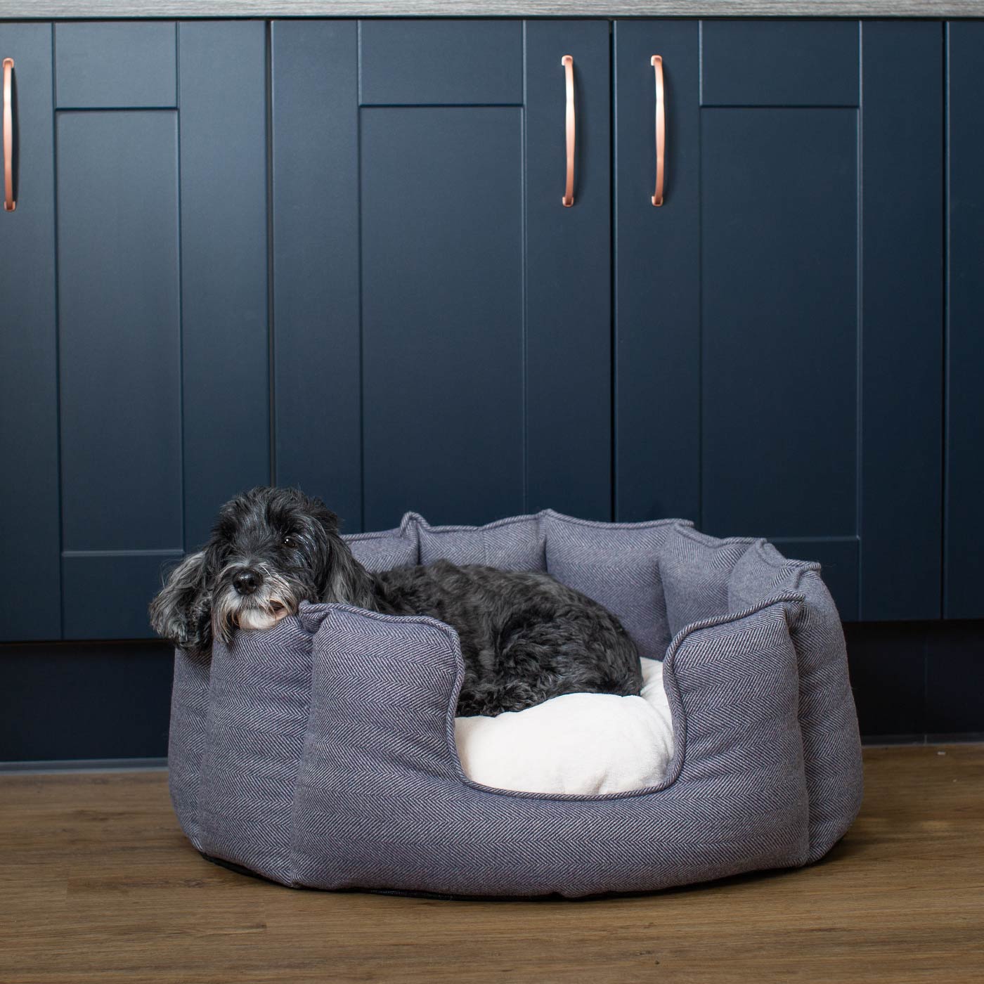 High Wall Bed For Dogs in Herringbone Tweed by Lords & Labradors