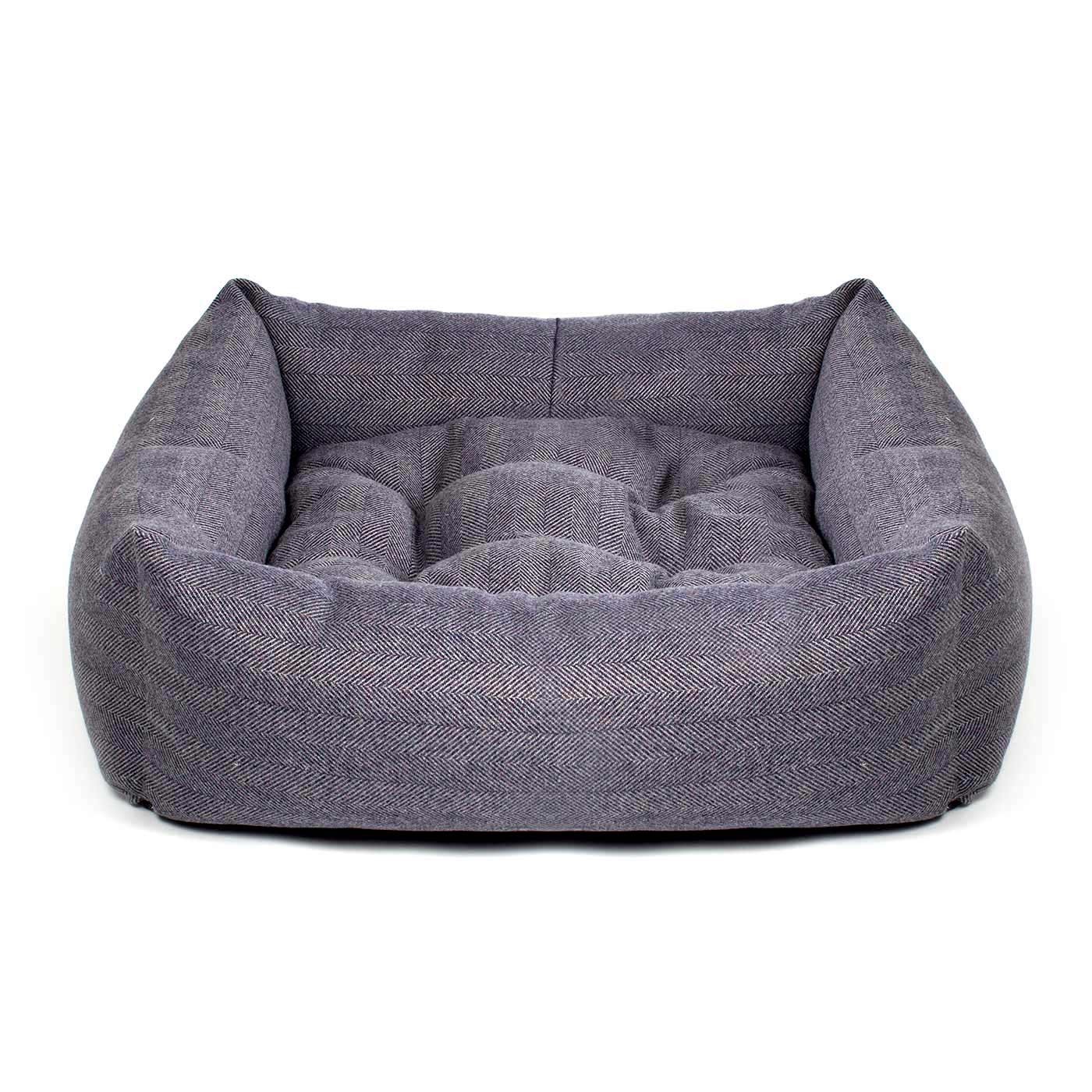 Box Bed For Dogs in Herringbone Tweed by Lords & Labradors