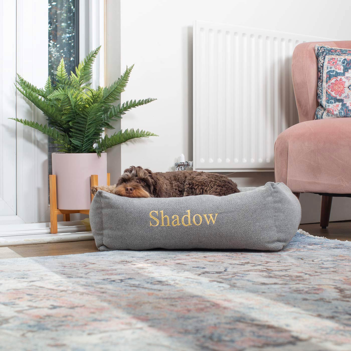 Box Bed For Dogs in Herringbone Tweed by Lords & Labradors