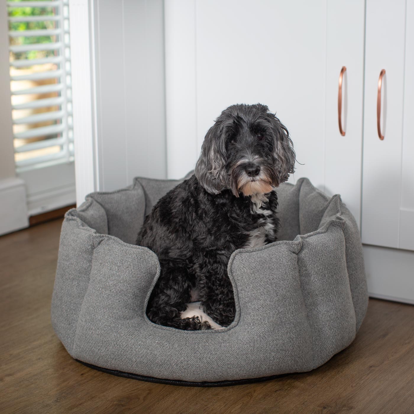 High Wall Bed For Dogs in Herringbone Tweed by Lords & Labradors