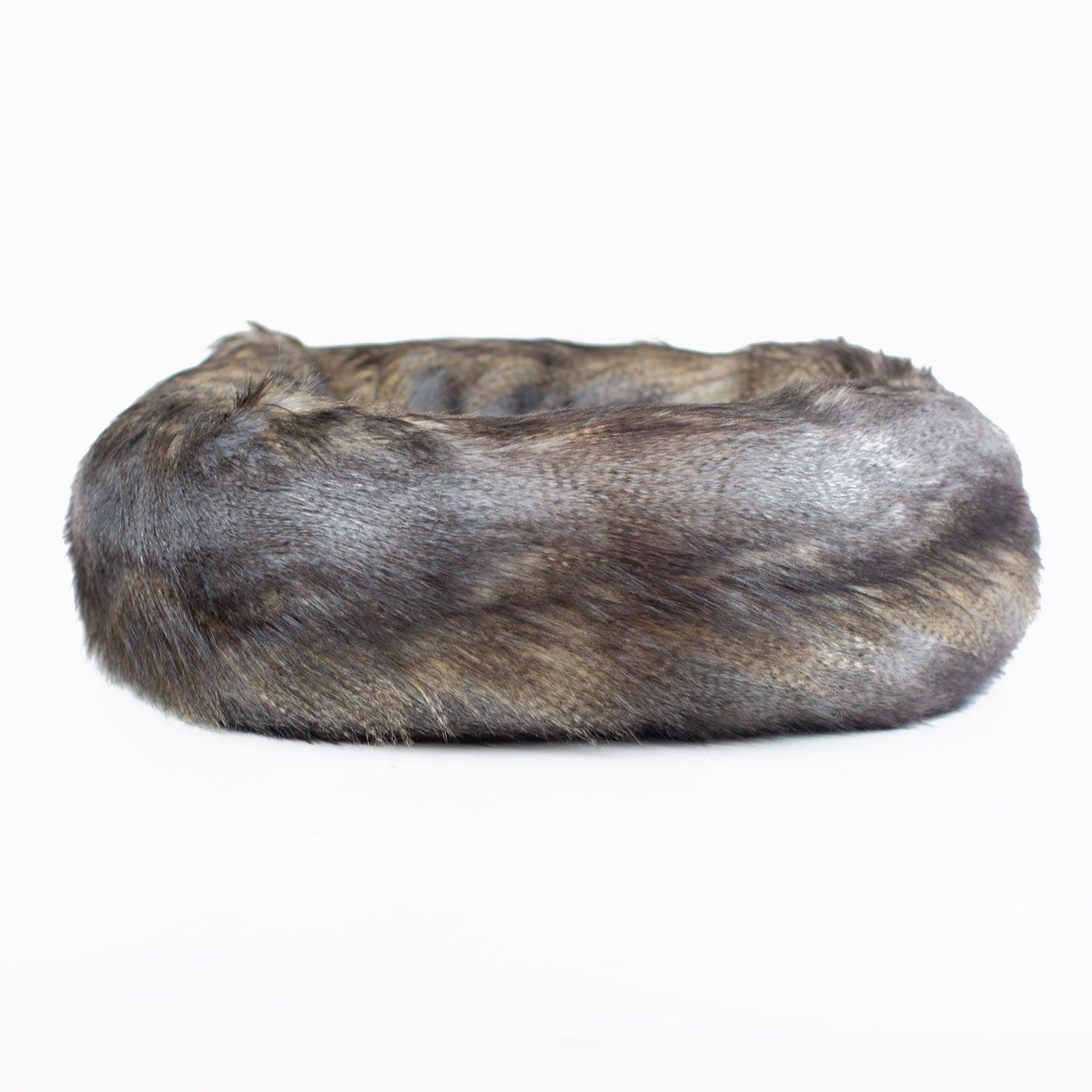 Calming Anti-Anxiety Donut Bed in Wolf Faux Fur by Lords & Labradors
