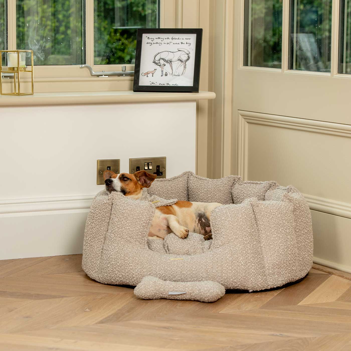 High Wall Bed For Dogs in Boucl¨¦ by Lords & Labradors