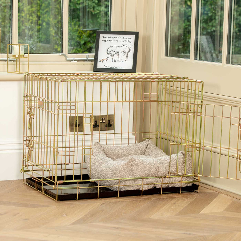 Cozy & Calming Puppy Cage Bed In Mink Boucl¨¦ by Lords & Labradors