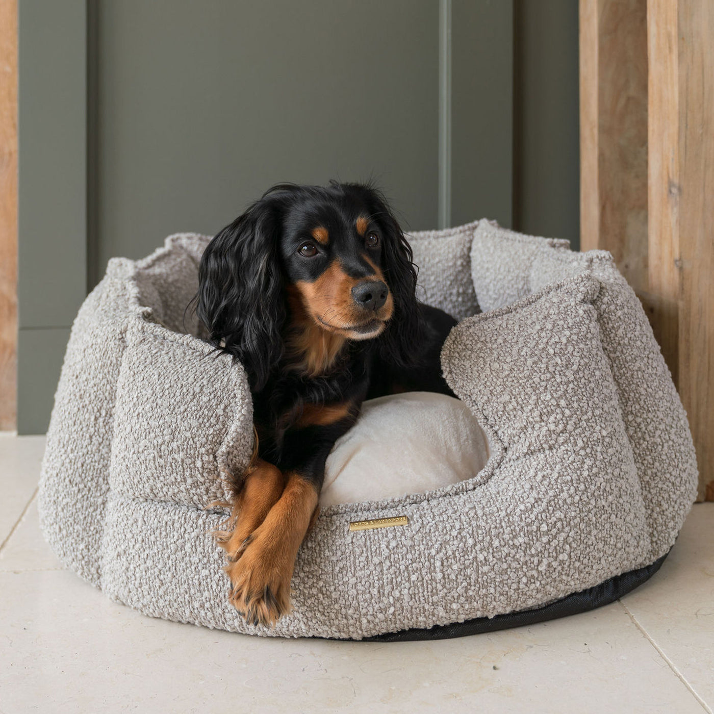 High Wall Bed For Dogs in Boucl¨¦ by Lords & Labradors