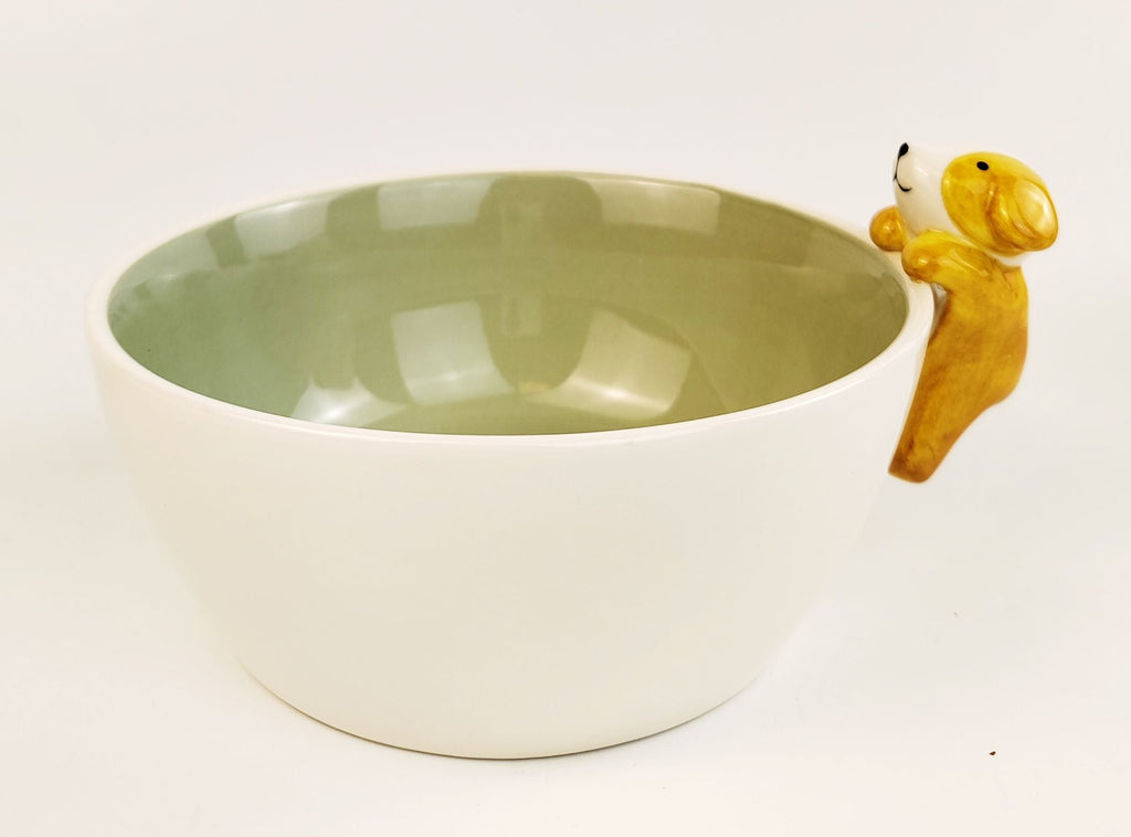 Cute Dog Hanger Bowl White & Green