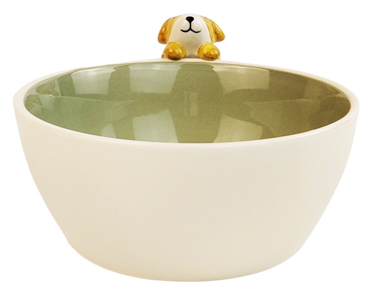 Cute Dog Hanger Bowl White & Green